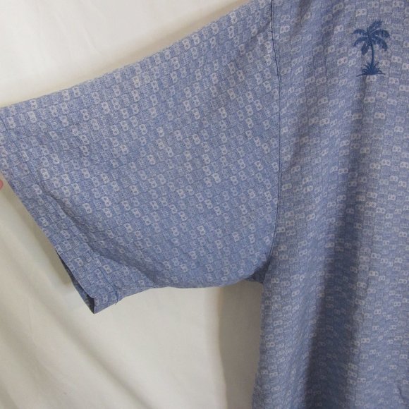 Tommy Bahama Pinup Girl Short Sleeve 100% Silk Button Up Shirt Blue Size XL - Picture 4 of 10